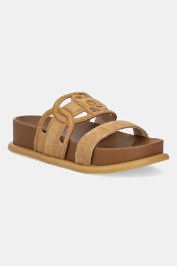 Semišové šľapky Liu Jo LOREN 06 dámske, hnedá farba, na platforme, SA5125PX002S1853