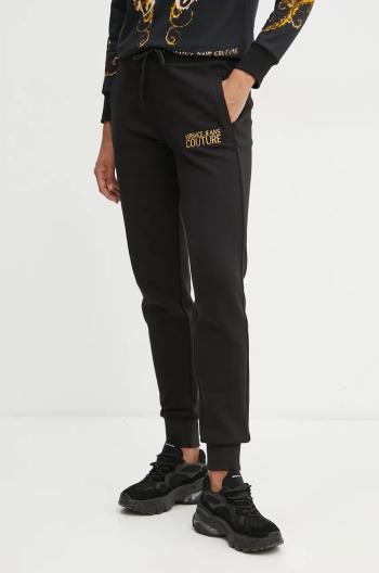 Bavlnené tepláky Versace Jeans Couture čierna farba, s nášivkou, 77HAAT06 CF01T