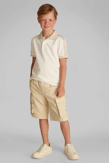 Detské polo tričko Calvin Klein Jeans béžová farba, jednofarebný, IB0IB02485