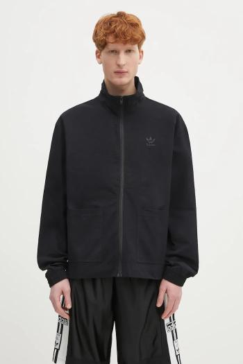 Bavlnená mikina adidas Originals Essentials Seersucker Track Top čierna farba, jednofarebná, JD2458