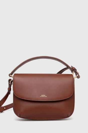 Kožená kabelka A.P.C. sac sarah shoulder mini hnedá farba, PXAWV-F61629