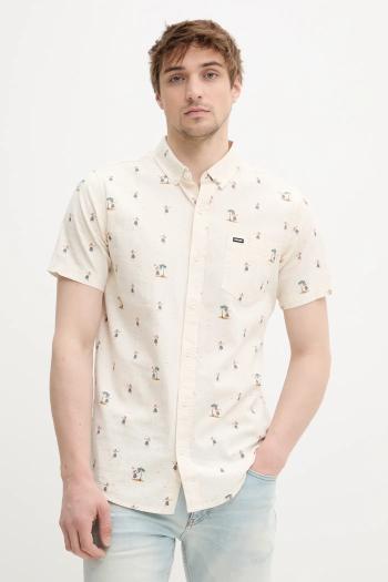 Košeľa Rip Curl pánska, béžová farba, regular, s golierom button-down, 01PMSH