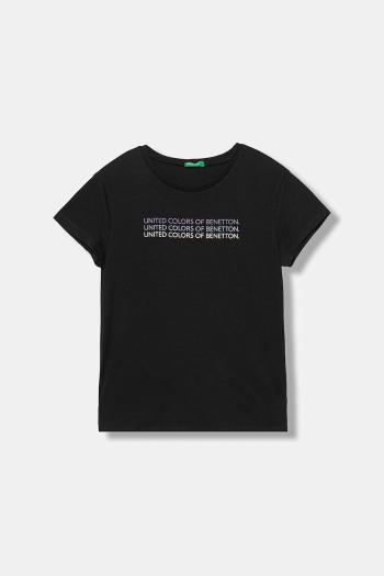 Detské bavlnené tričko United Colors of Benetton čierna farba, 3I1XC10Q1