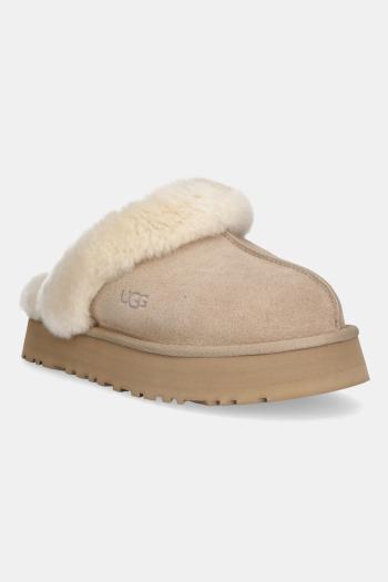 Semišové papuče UGG Disquette béžová farba, 1122550-SAN