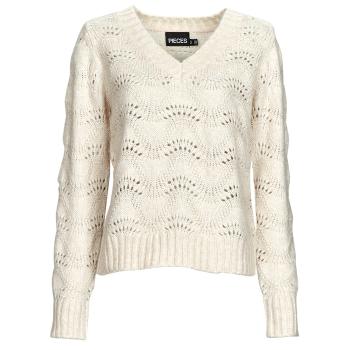 Pieces  PCBIBBI LS V-NECK KNIT  Svetre Biela