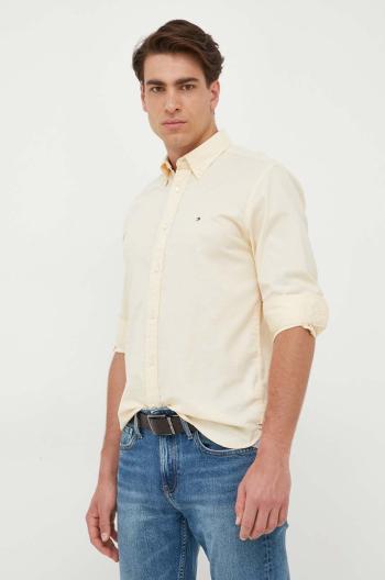 Košeľa Tommy Hilfiger pánska, béžová farba, regular, s golierom button-down, MW0MW29968