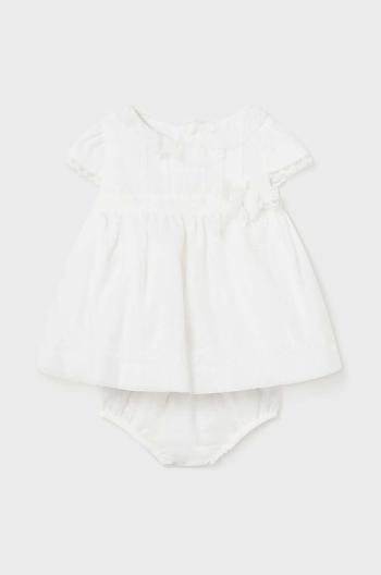 Šaty pre bábätká Mayoral Newborn béžová farba, mini, áčkový strih