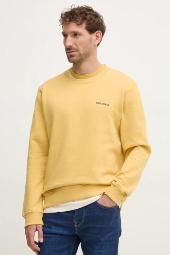 Mikina Pepe Jeans DAMIAN CREW pánska, žltá farba, jednofarebná, PM582754