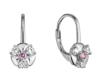 Evolution Group Strieborné visiace náušnice s čírymi zirkónmi 11508.3 crystal/rose