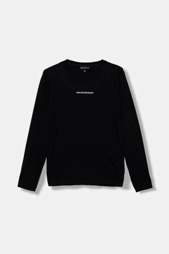 Detská bavlnená košeľa s dlhým rukávom Emporio Armani tmavomodrá farba, s potlačou, EB000420 AF15013