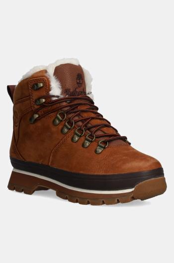 Kožené workery Timberland Euro Hiker dámske, hnedá farba, na plochom podpätku, jemne zateplené, TB1A2KE7F131