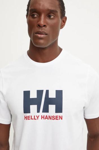 Bavlnené tričko Helly Hansen HH LOGO pánske, biela farba, s potlačou, 30396