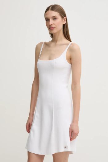 Šaty Calvin Klein Jeans biela farba, mini, áčkový strih, J20J225269
