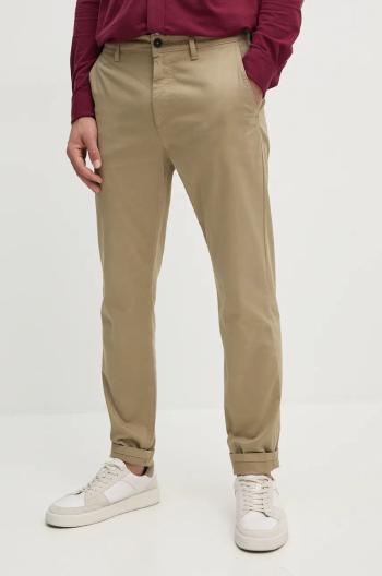 Nohavice Boss Orange pánske, hnedá farba, strih chinos, 50510917