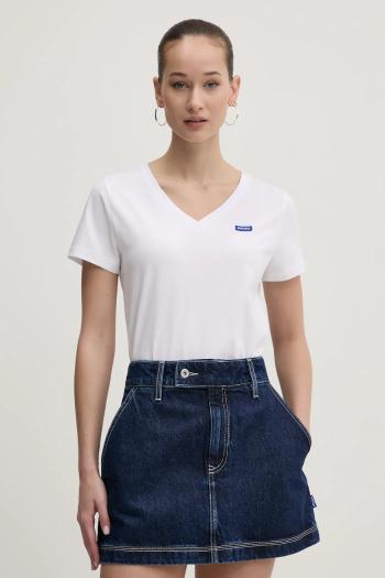 Bavlnené tričko Hugo Blue dámske, biela farba, 50513667