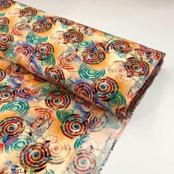 Viskóza RAYON POPLIN Feathers design D digital print