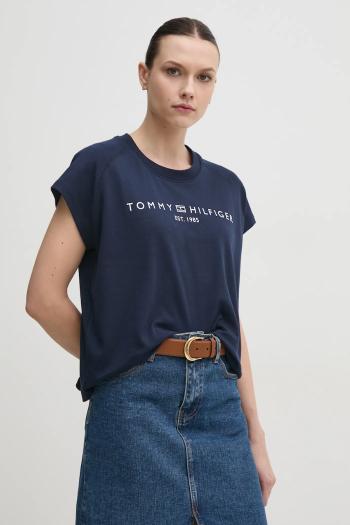 Bavlnené tričko Tommy Hilfiger dámske, tmavomodrá farba, WW0WW46113