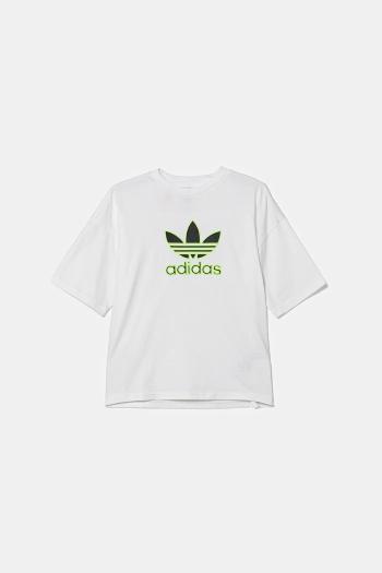 Detské bavlnené tričko adidas Originals biela farba, s nášivkou, JV8555