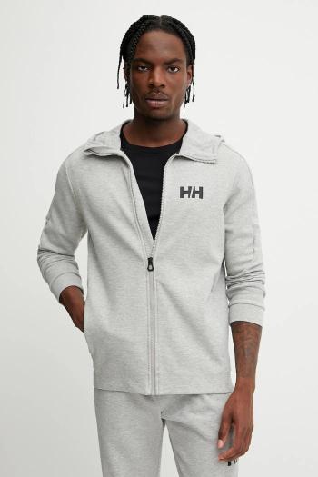 Športová mikina Helly Hansen TECH SWEAT šedá farba, s kapucňou, melanžová, 34498