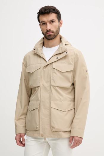 Bunda Tommy Hilfiger béžová farba, prechodná, MW0MW40223