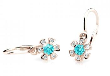 Cutie Jewellery Detské náušnice z ružového zlata C2156-10-X-4 svetlo zelená