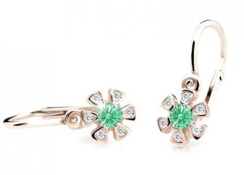 Cutie Jewellery Detské náušnice z ružového zlata C2156-10-X-4 zelená