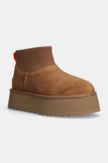 Semišové snehule UGG Classic Mini Dipper hnedá farba, 1168170-CHE
