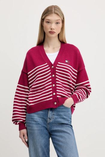 Bavlnený kardigán Tommy Jeans ružová farba, DW0DW20257