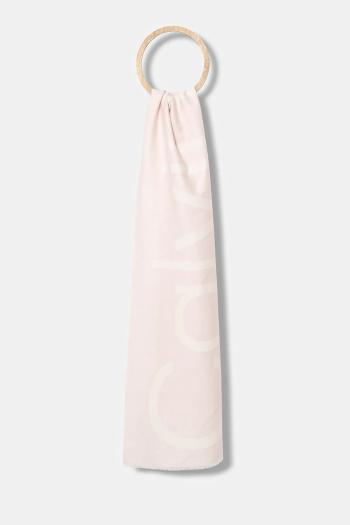 Šál s prímesou vlny Calvin Klein ružová farba, vzorovaná, LV04F8051G