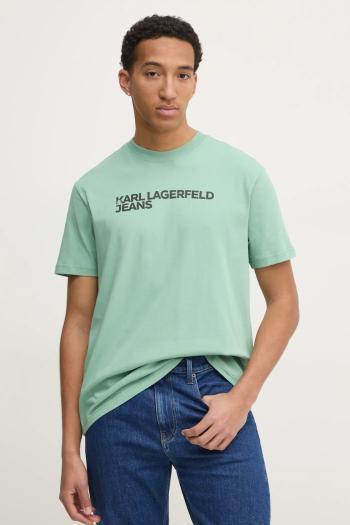 Bavlnené tričko Karl Lagerfeld Jeans pánske, zelená farba, s potlačou, A1M17002