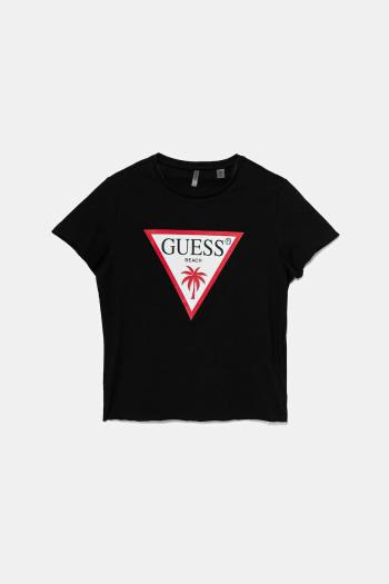 Detské bavlnené tričko Guess čierna farba, J5GI36 JA914