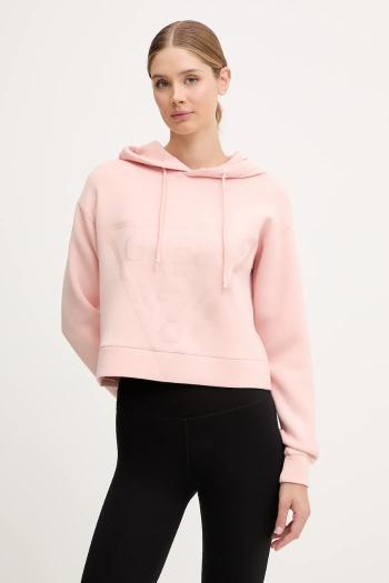 Mikina Guess NEW ALISA ružová farba, s kapucňou, s potlačou, V2YQ08 K7UW2