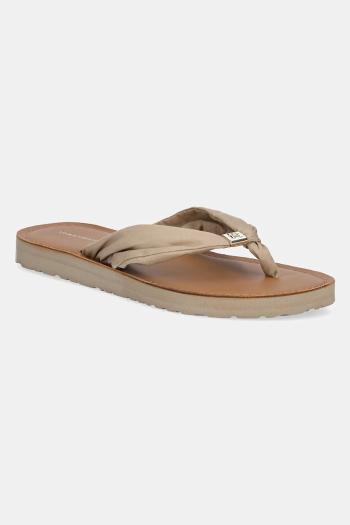 Šľapky Tommy Hilfiger TH ELEVATED BEACH SANDAL dámske, béžová farba, na plochom podpätku, FW0FW06985