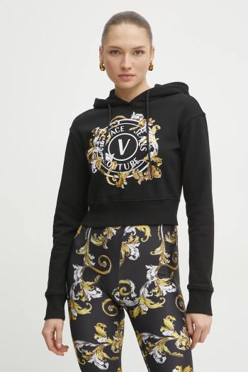 Mikina Versace Jeans Couture dámska, čierna farba, s kapucňou, s potlačou, 78HAIC01 CF00C