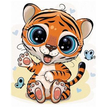 Maľovanie podľa čísel - Malý tiger s motýľom (HRAbz33365nad)