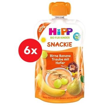 HiPP BIO Snackie Hruška-Banán-Biele hrozno-Ovos 6× 120 g (4062300325203)