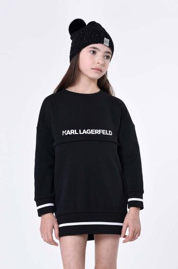 Detská čiapka Karl Lagerfeld čierna farba biela, z tenkej pleteniny