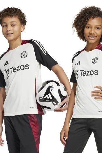 Detské tričko adidas Performance MUFC béžová farba, vzorovaný, JE3728