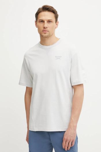 Bavlnené tričko Reebok Classic pánske, šedá farba, jednofarebné, 100214088