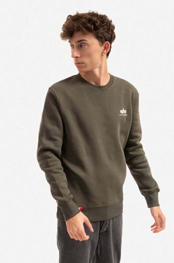 Mikina Alpha Industries Basic Sweater Small Logo 188307.142, pánska, zelená farba, s potlačou