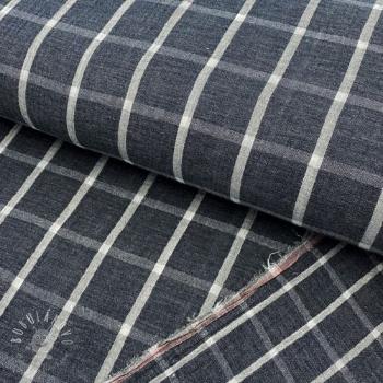 Dvojitá gázovina/mušelín Double sided Checks navy melange