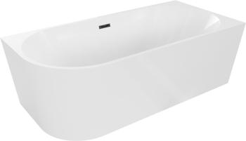 MEXEN/S - Mia voľne stojaca rohová vaňa pravá 180 x 80, biela, sifón a prepad čierna 52691808000P-70