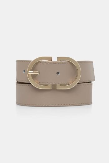 Kožený opasok Tommy Hilfiger béžová farba, AW0AW17972