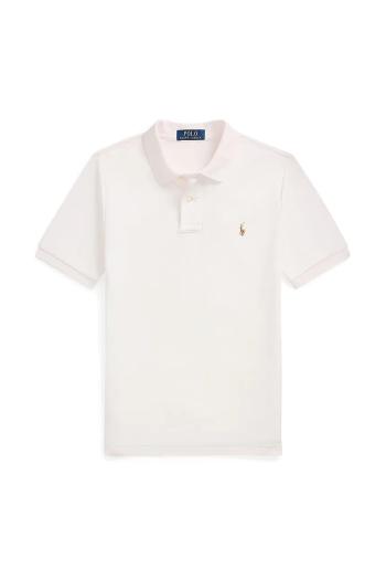 Detská bavlnená polokošeľa Polo Ralph Lauren biela farba, jednofarebný, 323952431005