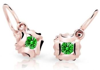 Cutie Jewellery Slušivé detské náušnice z ružového zlata C2216-10-X-4 zelená