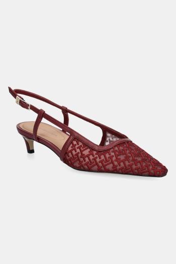 Lodičky Tommy Hilfiger MONO SQUARED TOE KITTEN SLINGB bordová farba, FW0FW08746