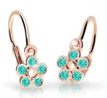 Cutie Jewellery Detské kvietkové náušnice z ružového zlata C2744-10-X-4 svetlo zelená