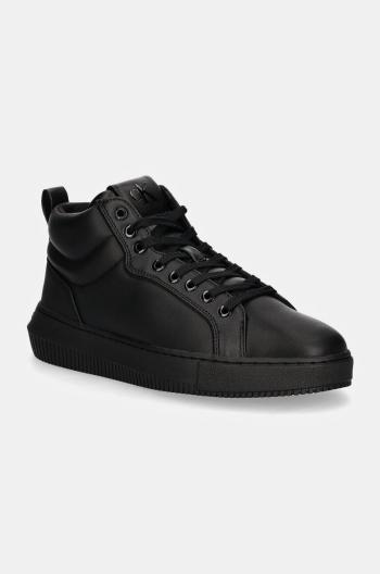 Kožené tenisky Calvin Klein Jeans CHUNKY CUPSOLE CLEAN HIGH čierna farba, YM0YM01120