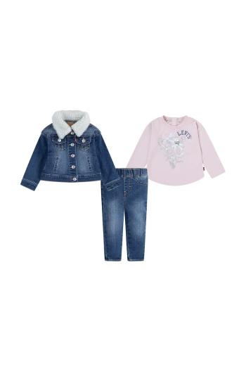 Sada pre bábätká Levi's SHERPA TRUCKER & JEAN ružová farba, 1EK990