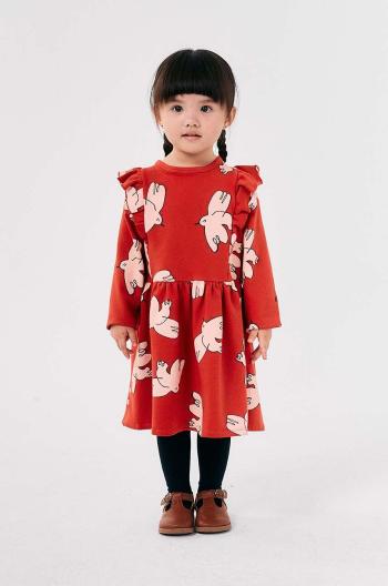 Dievčenské šaty Bobo Choses Freedom Bird červená farba, mini, áčkový strih, 224AC108